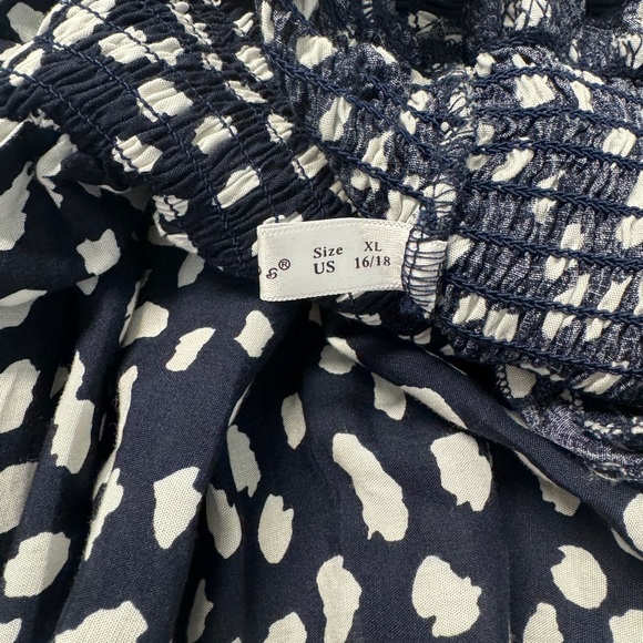 R. Vivimos Boho Smocked Black Polka Dot Ruffle Dress Sz. XL 16-18 - Picture 10 of 10
